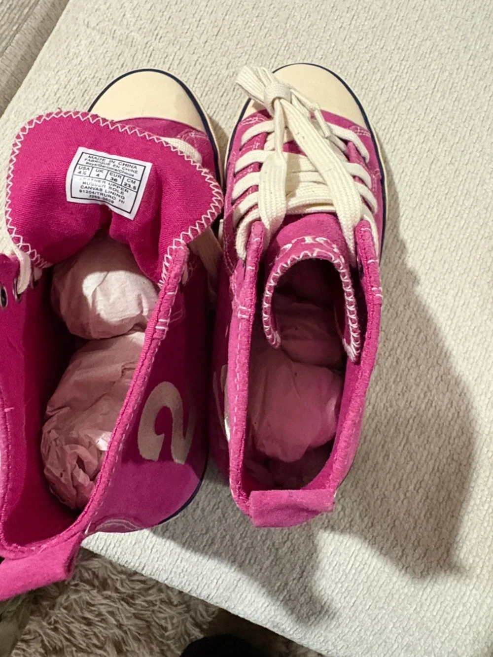 Ralph Lauren Fuchsia High-Top Kids Sneakers with White Logo